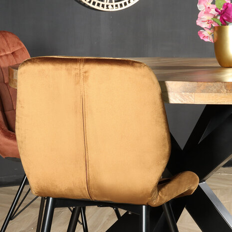 Lizzely Garden & Living Chaise de salle à manger Vinnies velours marron/moutarde Lizzely Garden & Living Chaise de salle à manger Vinnies velours marron/moutarde