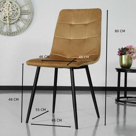 Lizzely Garden & Living Chaise de salle à manger Catoo velours marron/or Lizzely Garden & Living Chaise de salle à manger Catoo velours marron/or