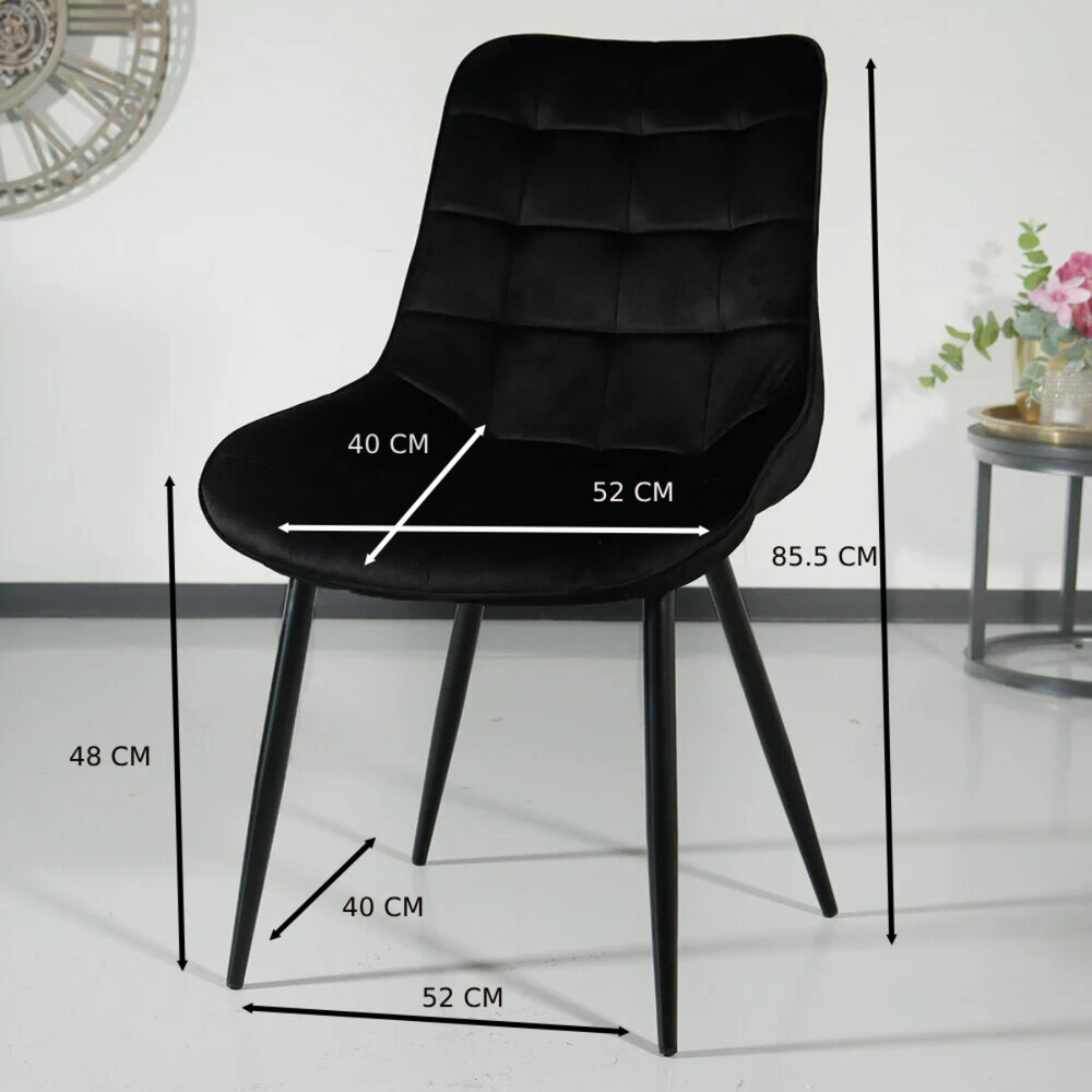 Chaise de salle à manger De Vince en velours noir