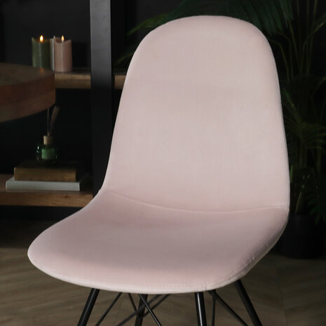 Lizzely Garden & Living Chaise de salle à manger industrielle en velours rose Finn Lizzely Garden & Living Chaise de salle à manger industrielle en velours rose Finn