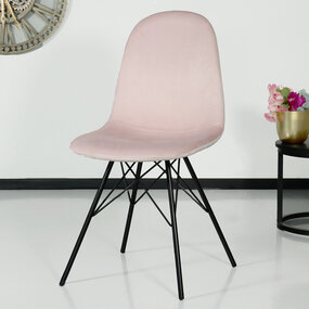 Lizzely Garden & Living Chaise de salle à manger industrielle en velours rose Finn