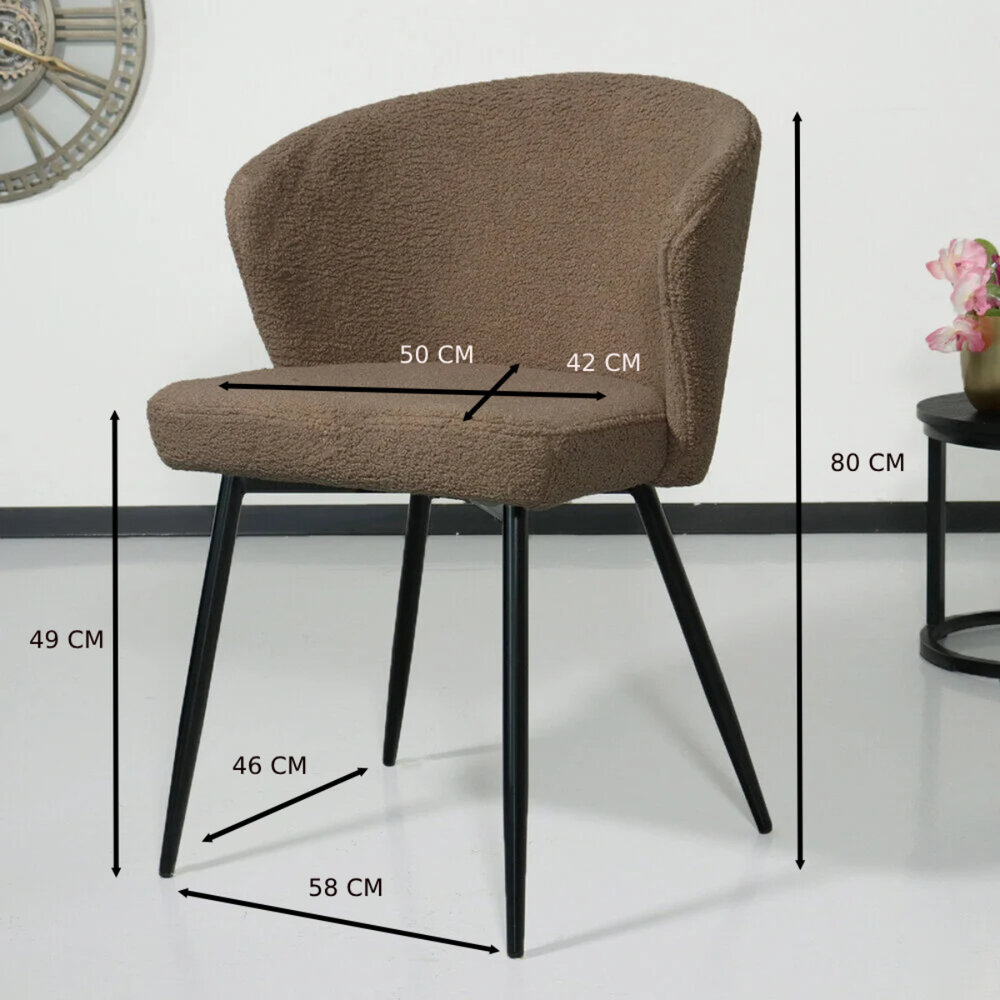 Chaise de salle à manger teddy bouclé gris Felix