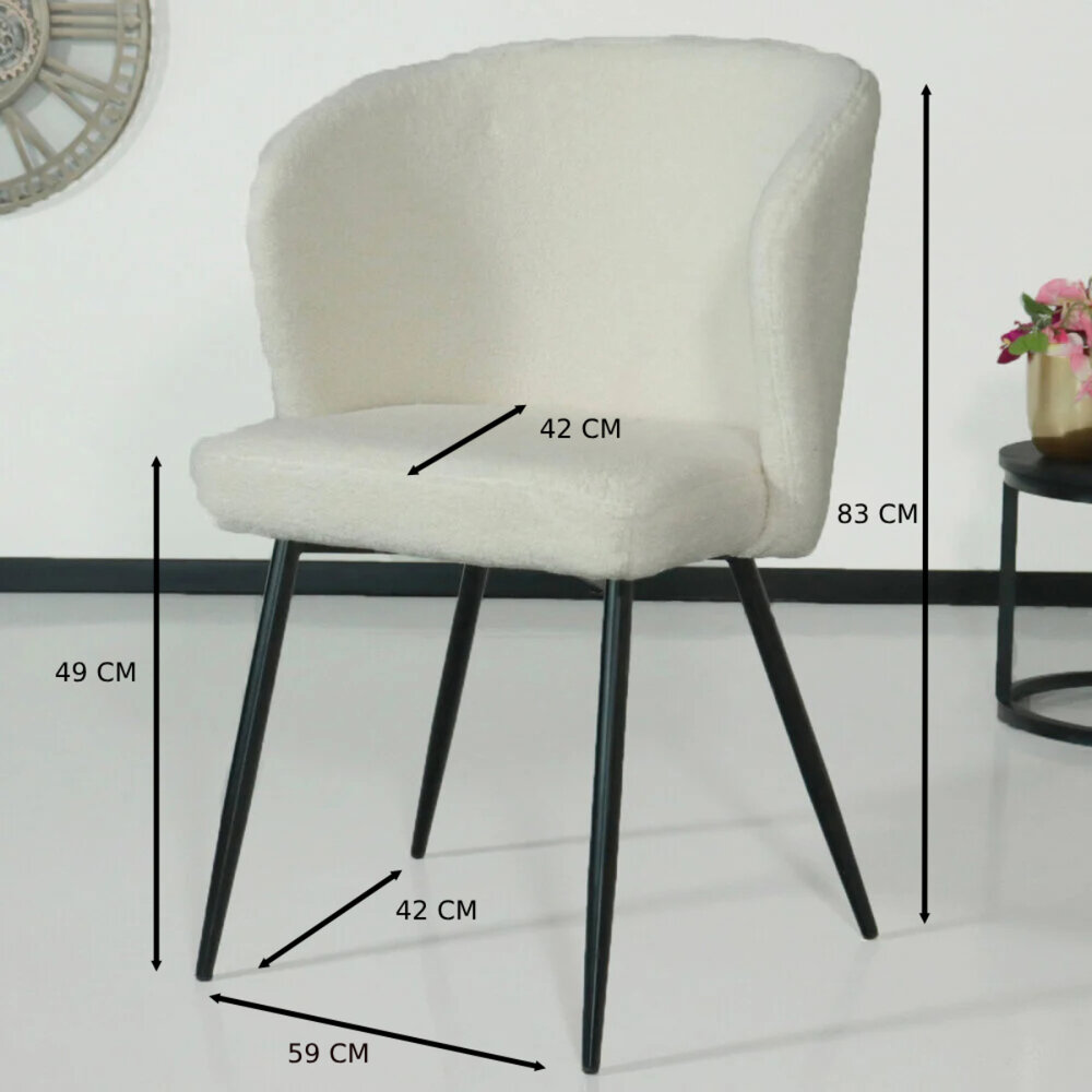 Chaise de salle à manger teddy bouclé blanc Felix