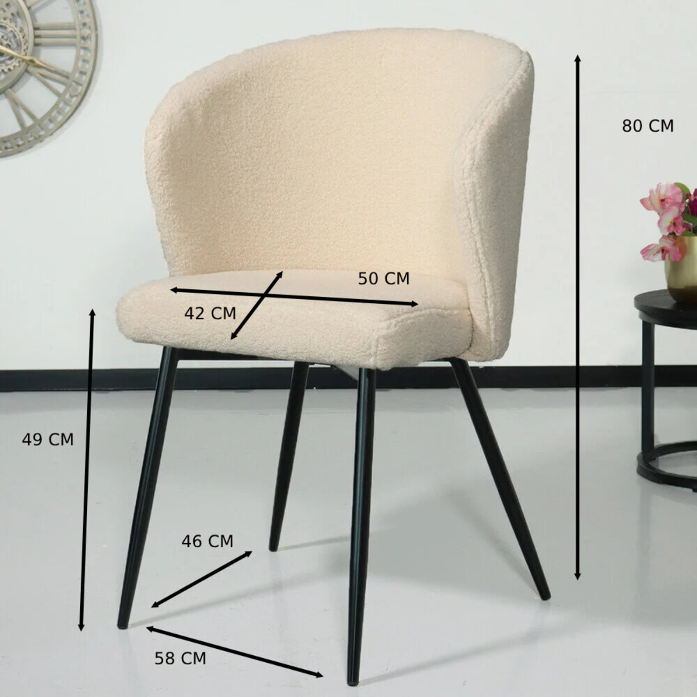 Chaise de salle à manger teddy bouclé sable Felix