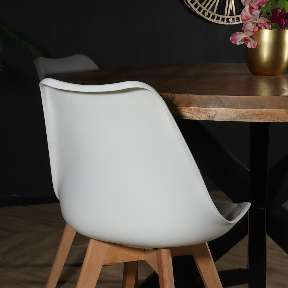 Chaise de salle à manger avec rembourrage à l’assise blanc