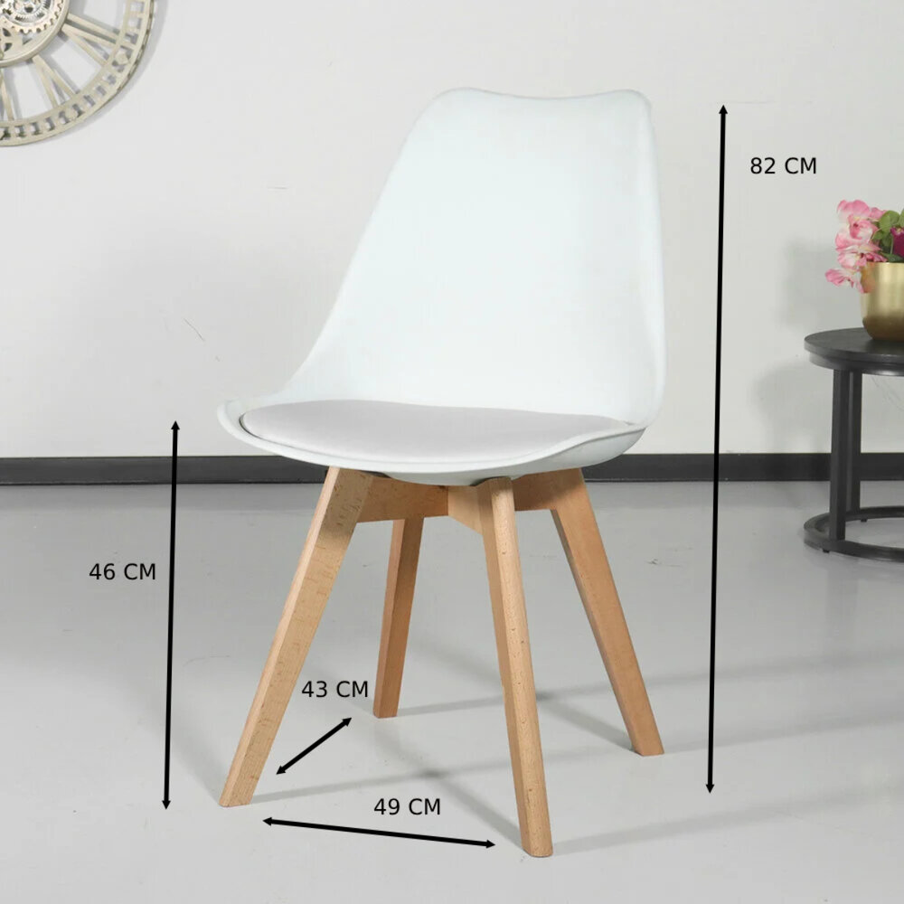Chaise de salle à manger avec rembourrage à l’assise blanc