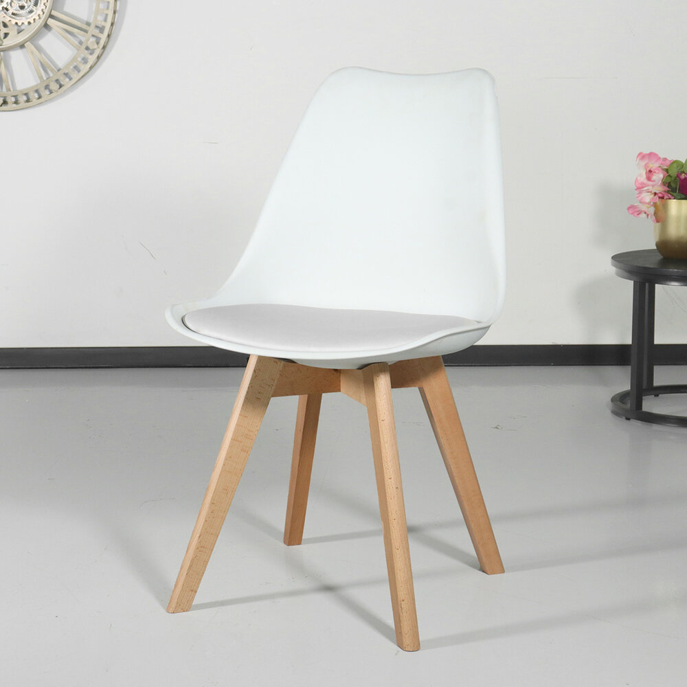 Chaise de salle à manger avec rembourrage à l’assise blanc