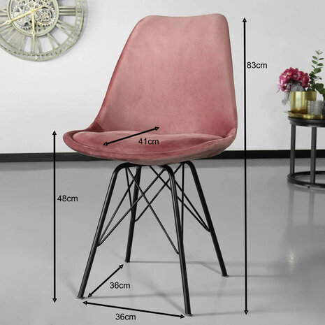 Lizzely Garden & Living Chaise de salle à manger Viga velours vieux rose Lizzely Garden & Living Chaise de salle à manger Viga velours vieux rose