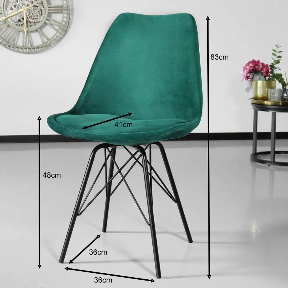 Chaise de salle à manger Viga velours vert foncé