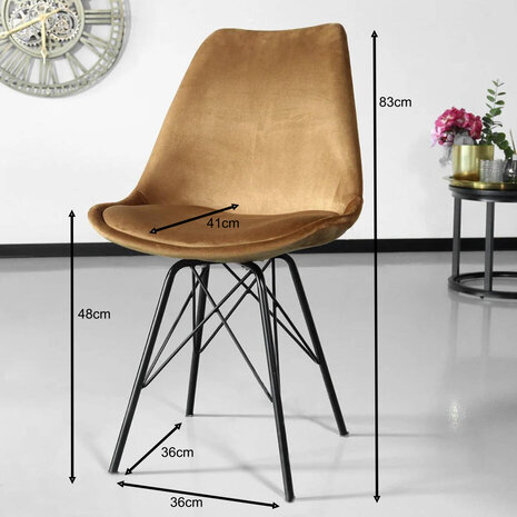 Lizzely Garden & Living Chaise de salle à manger Viga velours marron