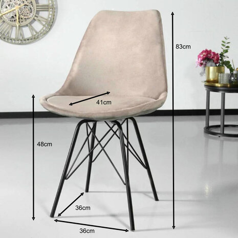 Lizzely Garden & Living Chaise de salle à manger Viga velours sable