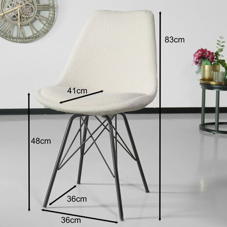 Lizzely Garden & Living Chaise de salle à manger Viga blanc cassé teddy