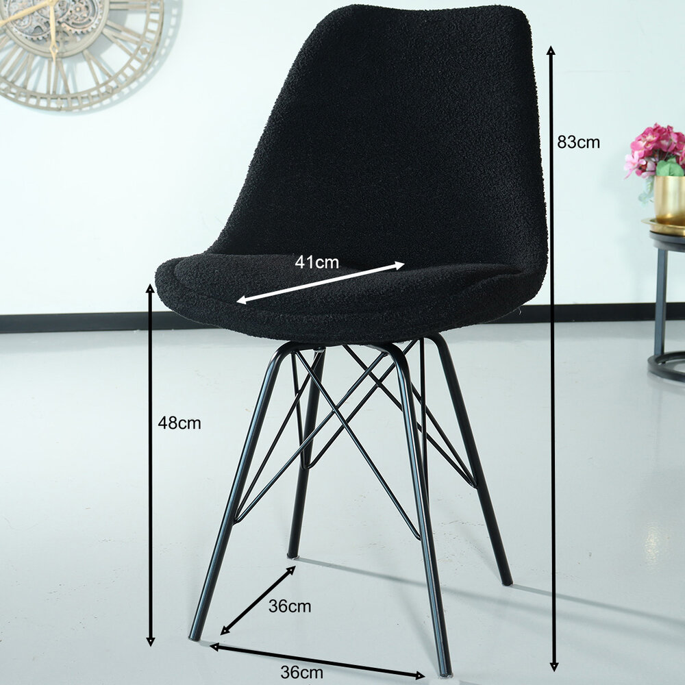 Chaise de salle à manger Viga teddy noir