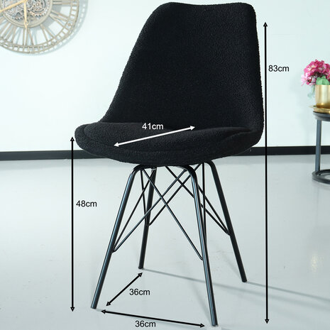 Lizzely Garden & Living Chaise de salle à manger Viga teddy noir