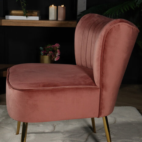 Lizzely Garden & Living Canapé-fauteuil 1 place Rilaan en velours vieux rose Lizzely Garden & Living Canapé-fauteuil 1 place Rilaan en velours vieux rose