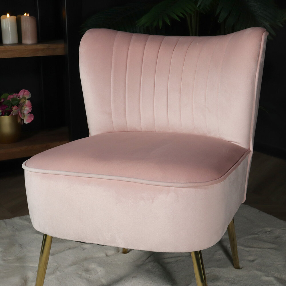 Canapé-fauteuil 1 place Rilaan en velours rose Canapé-fauteuil 1 place Rilaan en velours rose
