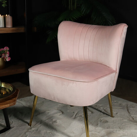 Lizzely Garden & Living Canapé-fauteuil 1 place Rilaan en velours rose Lizzely Garden & Living Canapé-fauteuil 1 place Rilaan en velours rose