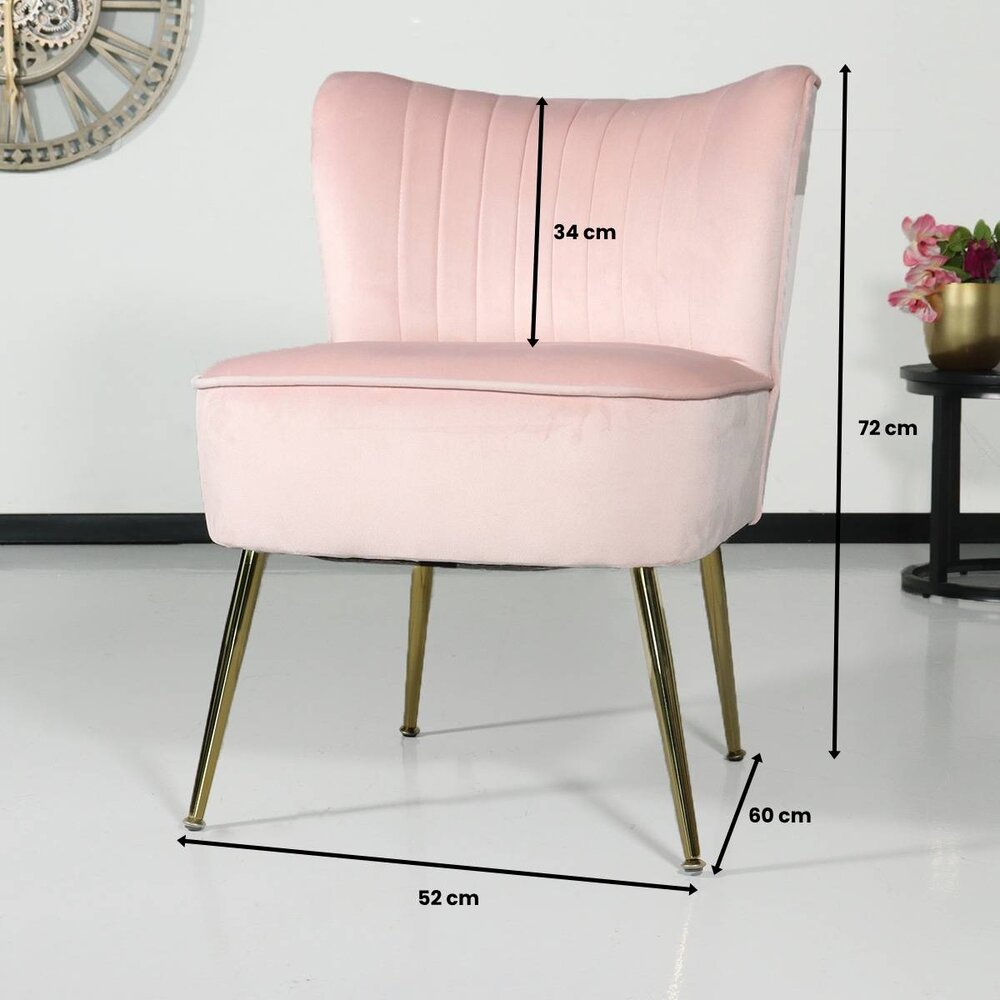 Canapé-fauteuil 1 place Rilaan en velours rose Canapé-fauteuil 1 place Rilaan en velours rose