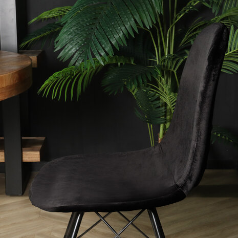 Lizzely Garden & Living Chaise de salle à manger industrielle Finn en velours noir Lizzely Garden & Living Chaise de salle à manger industrielle Finn en velours noir