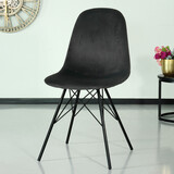 Lizzely Garden & Living Chaise de salle à manger industrielle Finn en velours noir