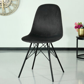 Lizzely Garden & Living Chaise de salle à manger industrielle Finn en velours noir