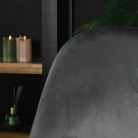 Lizzely Garden & Living Chaise de salle à manger industrielle en velours gris Finn