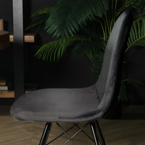 Lizzely Garden & Living Chaise de salle à manger industrielle en velours gris Finn