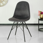 Chaise de salle à manger industrielle en velours gris Finn