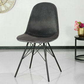 Lizzely Garden & Living Chaise de salle à manger industrielle en velours gris Finn