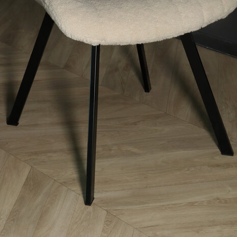 Lizzely Garden & Living Chaise de salle à manger Susta beige en tissu teddy