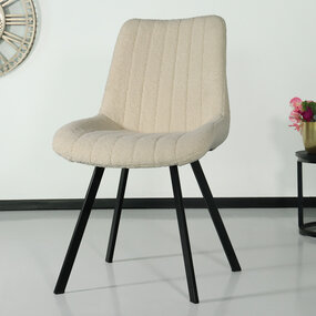 Lizzely Garden & Living Chaise de salle à manger Susta beige en tissu teddy