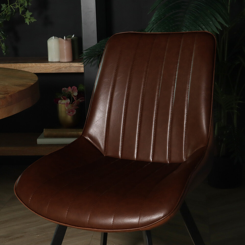 Chaise de salle à manger Susta cognac simili cuir