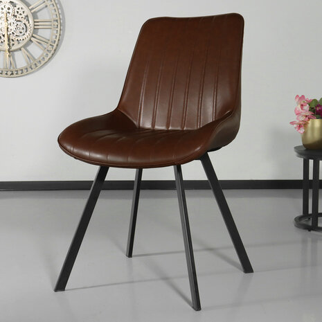 Lizzely Garden & Living Chaise de salle à manger Susta cognac simili cuir