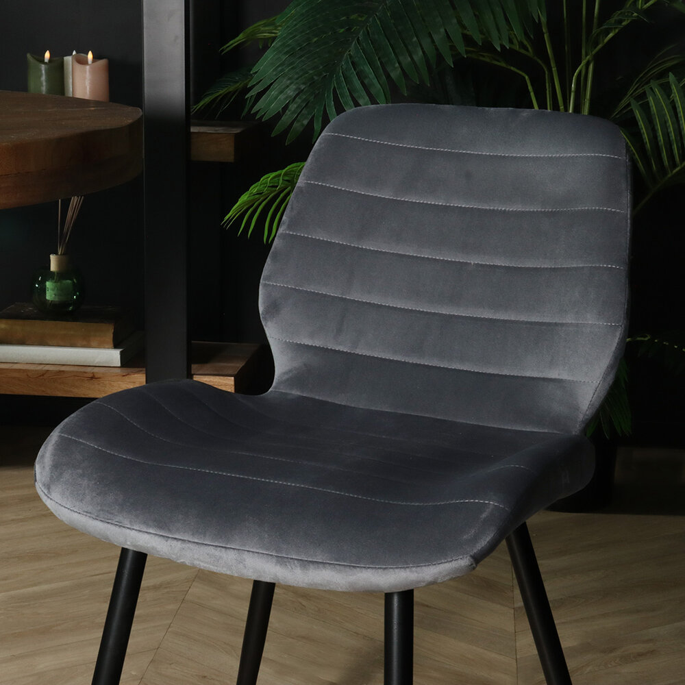 Chaise de salle à manger Vinnies velours anthracite