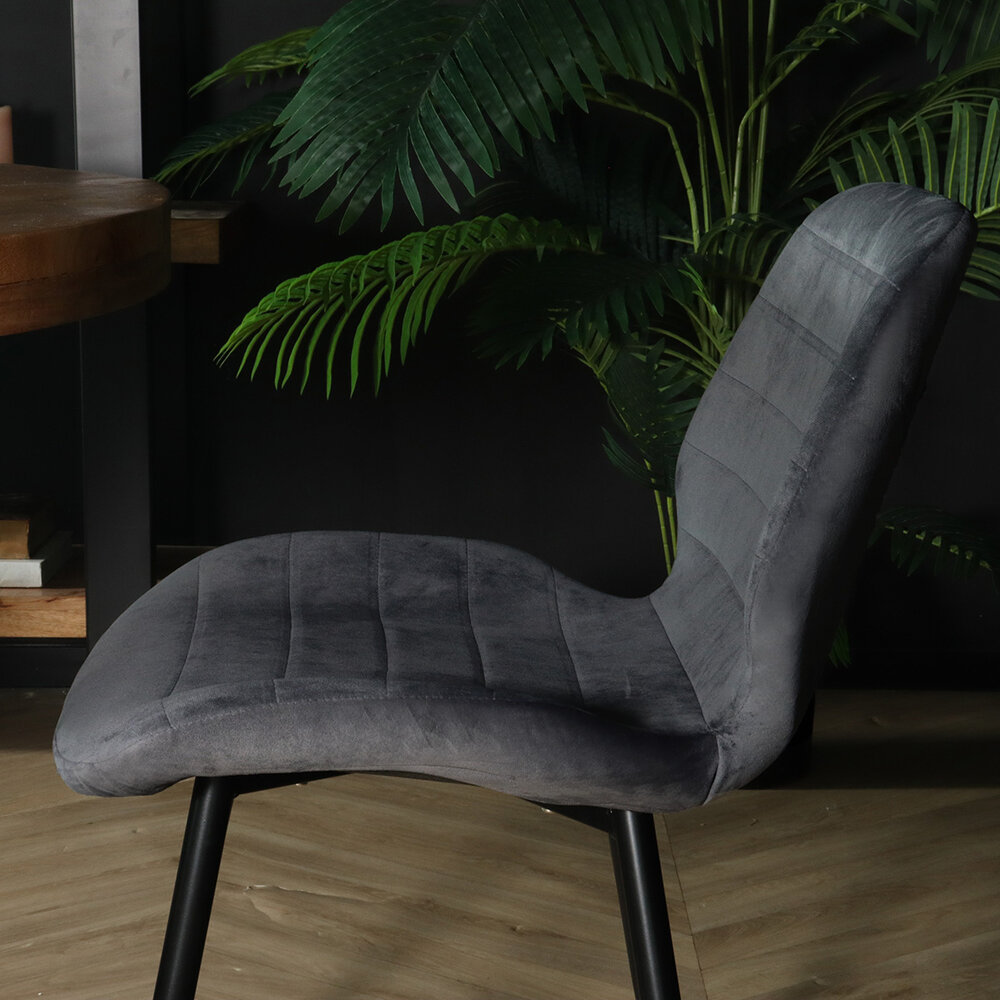 Chaise de salle à manger Vinnies velours anthracite