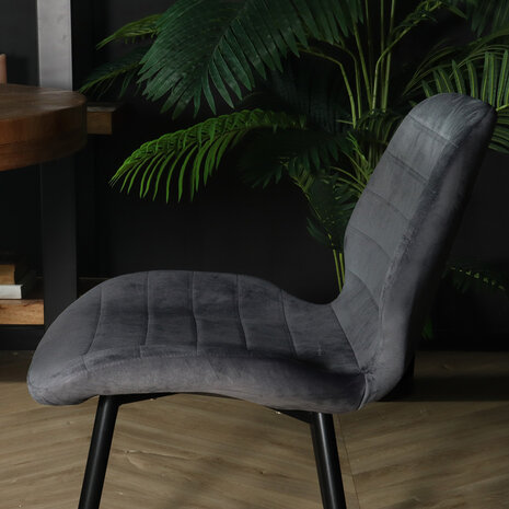 Lizzely Garden & Living Chaise de salle à manger Vinnies velours anthracite