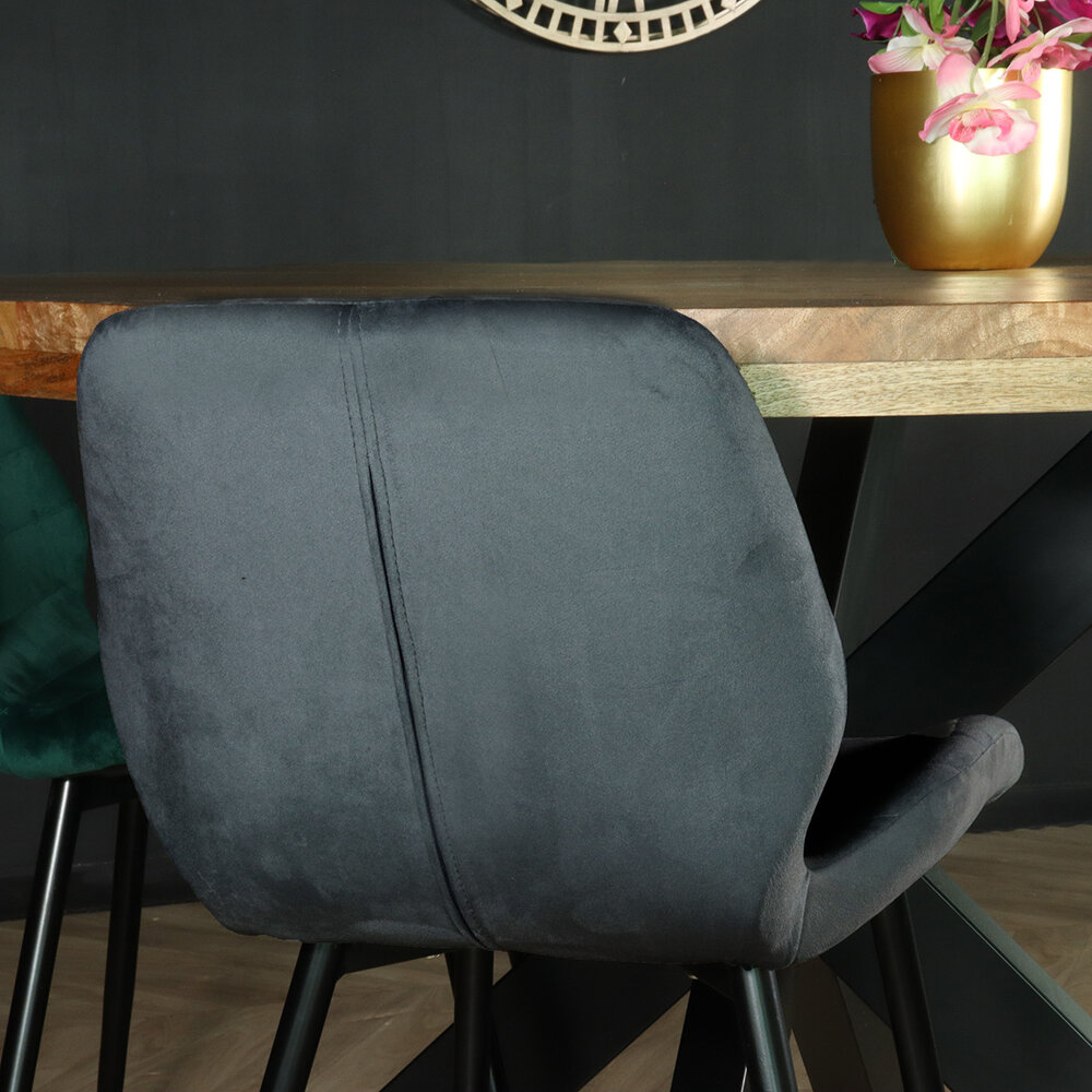 Chaise de salle à manger Vinnies velours anthracite