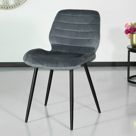 Lizzely Garden & Living Chaise de salle à manger Vinnies velours anthracite