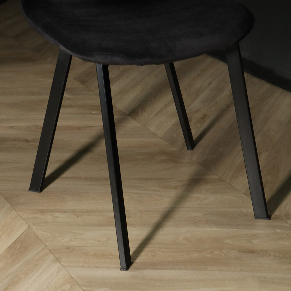 Chaise de salle à manger Simpy velours noir