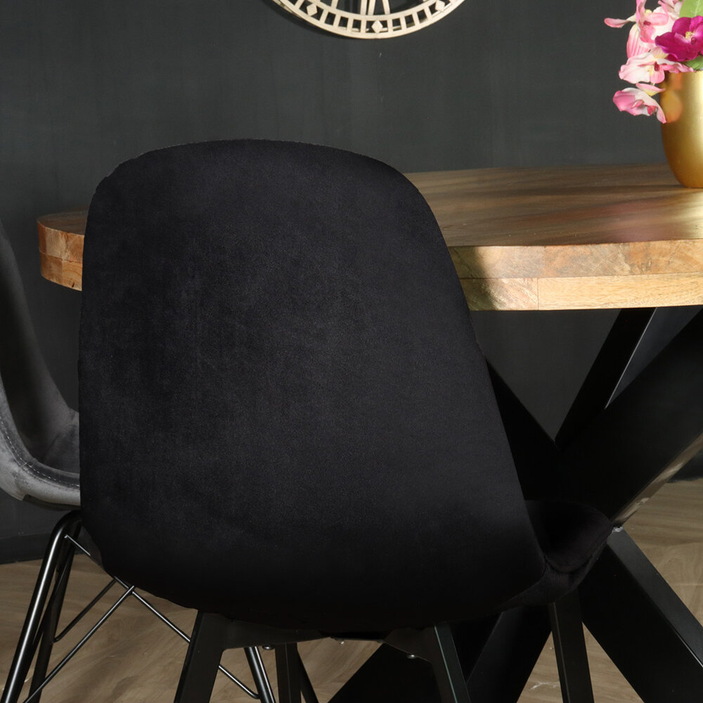 Chaise de salle à manger Simpy velours noir