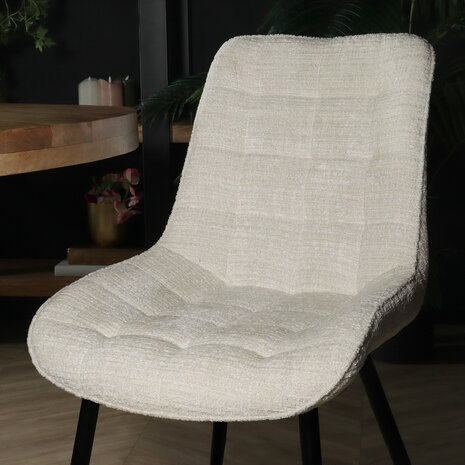 Lizzely Garden & Living Chaise de salle à manger Lynn en tissu blanc Lizzely Garden & Living Chaise de salle à manger Lynn en tissu blanc