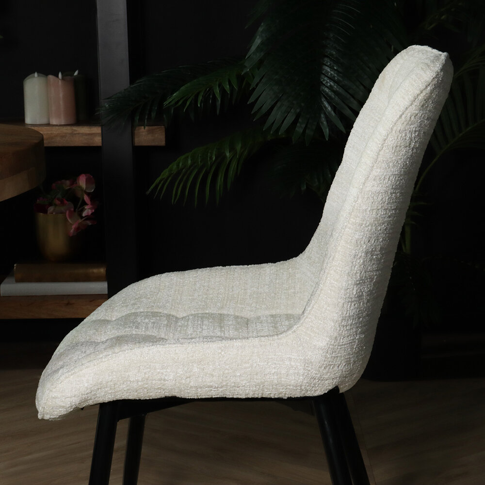 Chaise de salle à manger Lynn en tissu blanc Chaise de salle à manger Lynn en tissu blanc