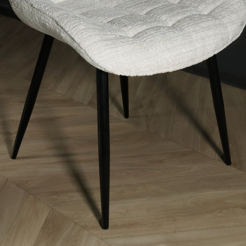 Chaise de salle à manger Lynn en tissu blanc Chaise de salle à manger Lynn en tissu blanc