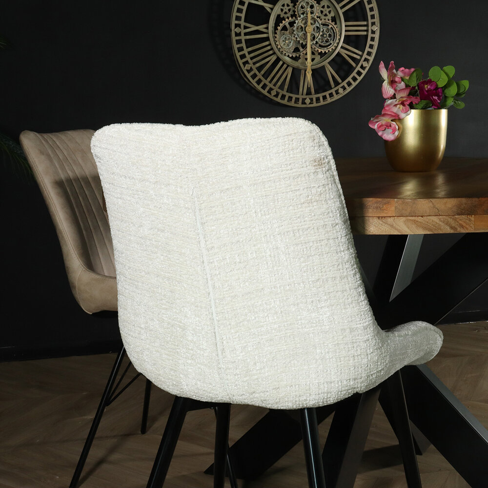 Chaise de salle à manger Lynn en tissu blanc Chaise de salle à manger Lynn en tissu blanc