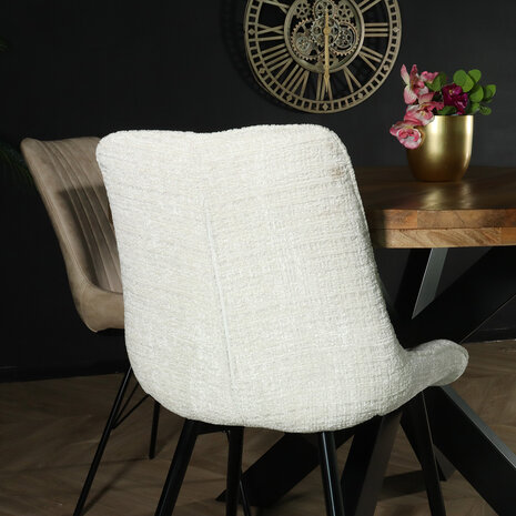 Lizzely Garden & Living Chaise de salle à manger Lynn en tissu blanc Lizzely Garden & Living Chaise de salle à manger Lynn en tissu blanc