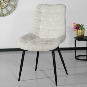 Lizzely Garden & Living Chaise de salle à manger Lynn en tissu blanc