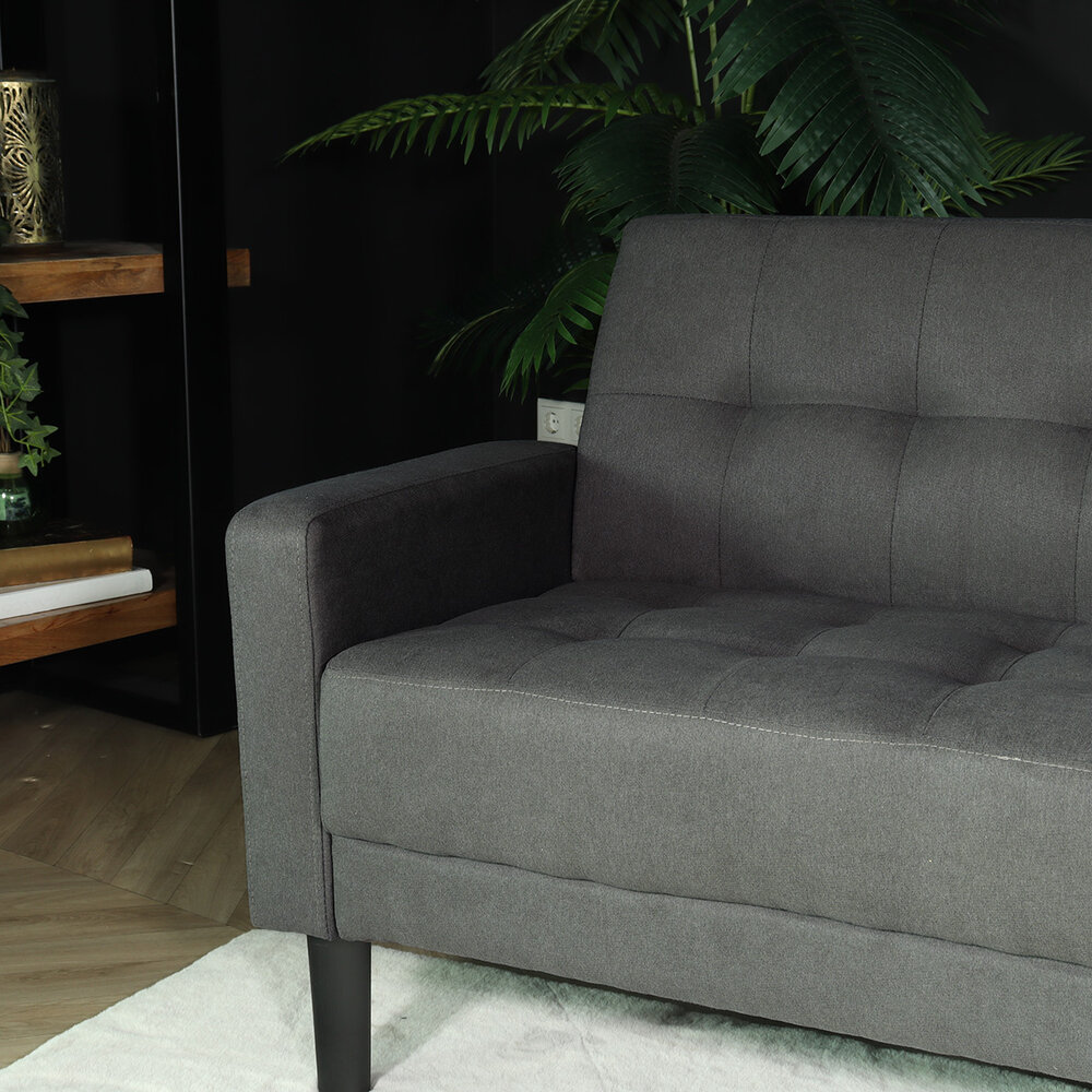 Canapé 2 places Ghislaine gris 120cm tissu