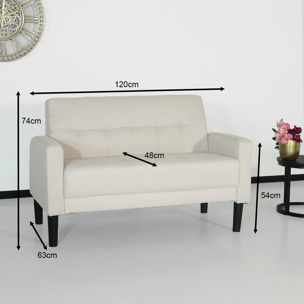 Canapé 2 places Ghislaine beige 120cm tissu