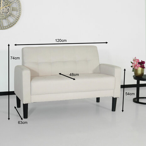 Lizzely Garden & Living Canapé 2 places Ghislaine beige 120cm tissu