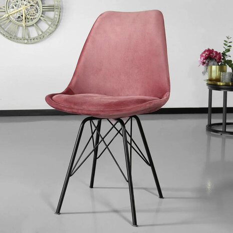 Lizzely Garden & Living Chaise de salle à manger Viga velours vieux rose Lizzely Garden & Living Chaise de salle à manger Viga velours vieux rose